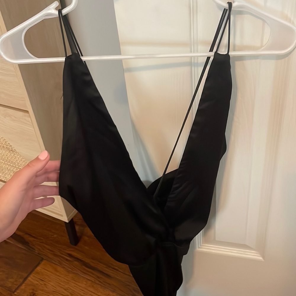 Superdown gorgeous black silk like body suit